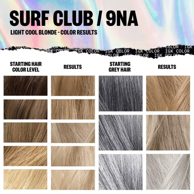 IGK Permanent Hair Color Kit - Surf Club 9NA (Light Cool Blonde)