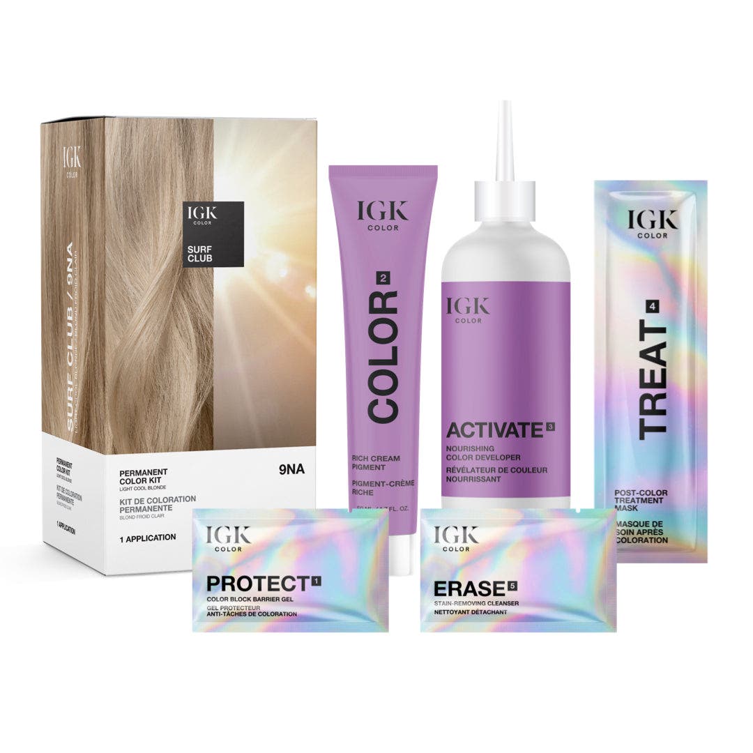 IGK Permanent Hair Color Kit - Surf Club 9NA (Light Cool Blonde)