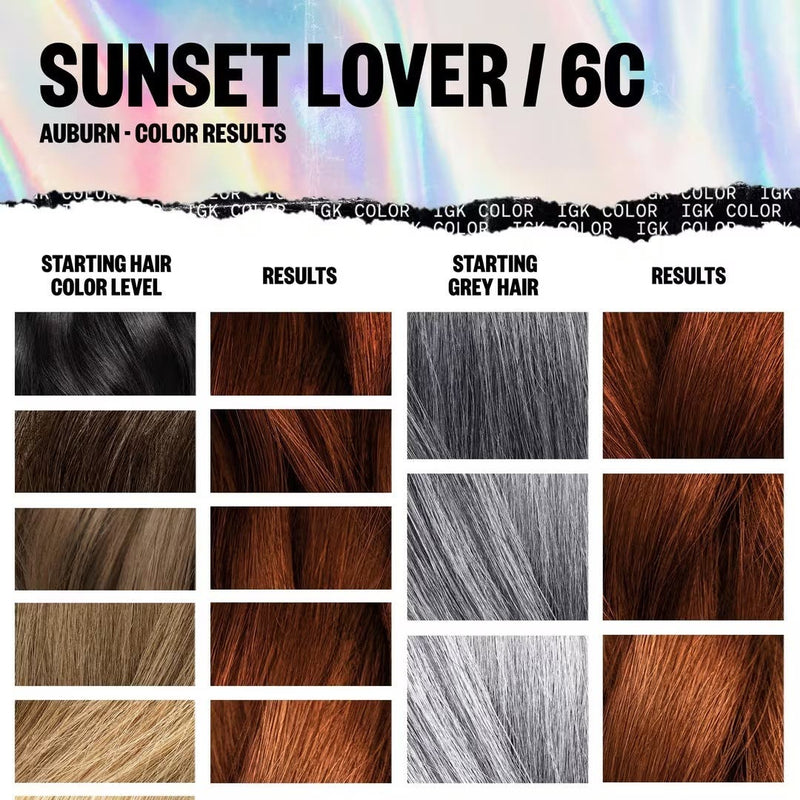 IGK Permanent Hair Color Kit - Sunset Lover 6C (Auburn)