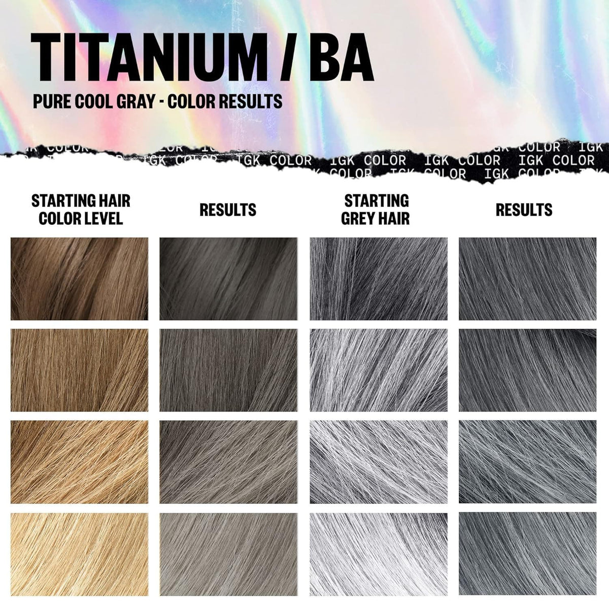 IGK Permanent Hair Color Kit - Titanium BA (Pure Cool Gray)