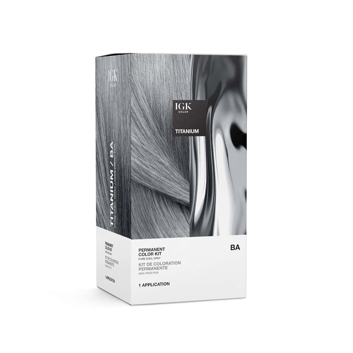 IGK Permanent Hair Color Kit - Titanium BA (Pure Cool Gray)