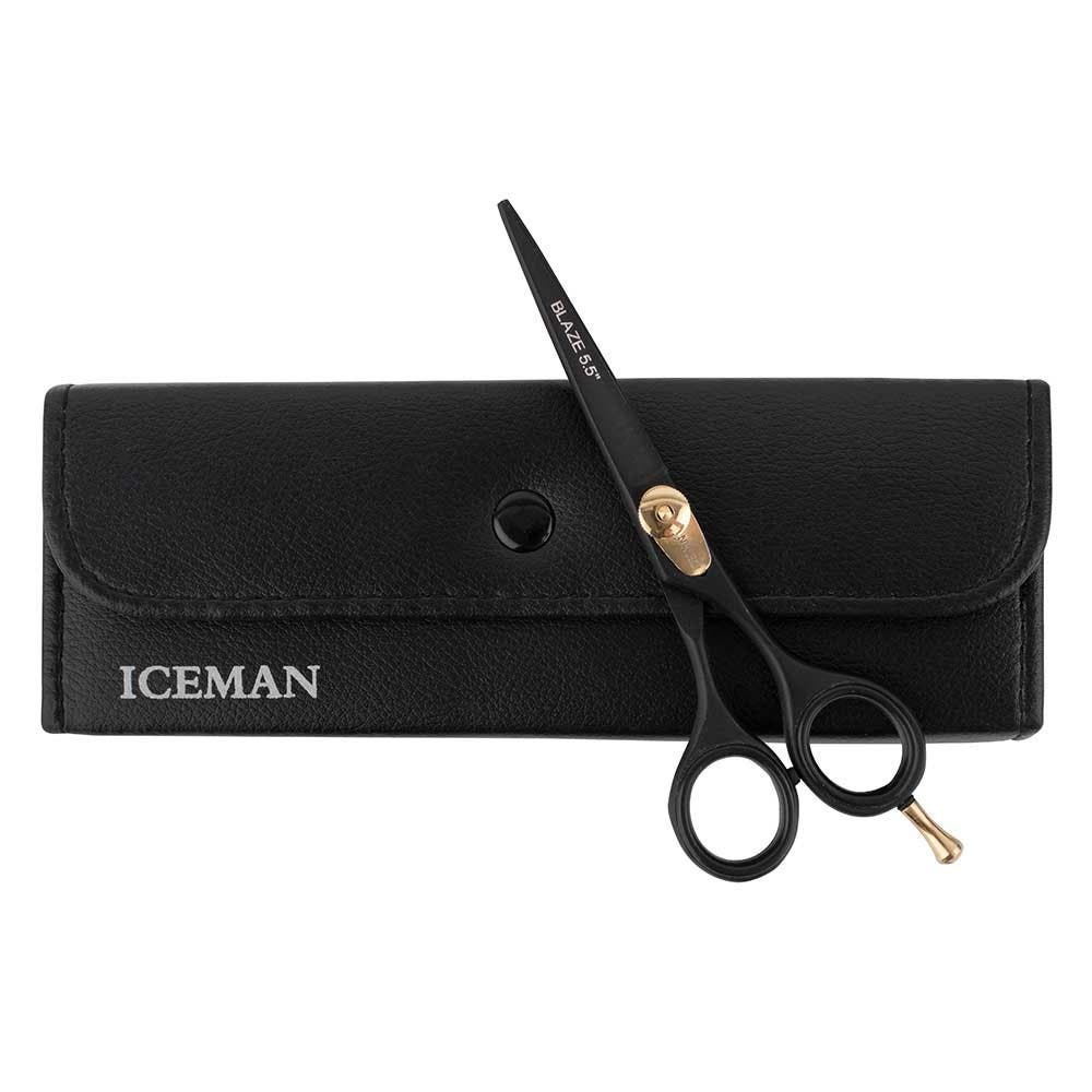 Iceman Blaze Black Hairdressing Scissors w/ Storage Bag