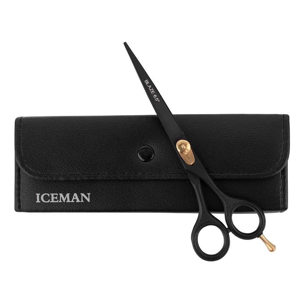 Iceman Blaze Black Hairdressing Scissors w/ Storage Bag