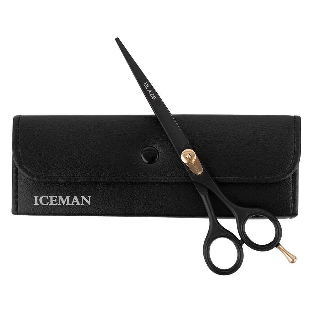 Iceman Blaze Black Hairdressing Scissors w/ Storage Bag