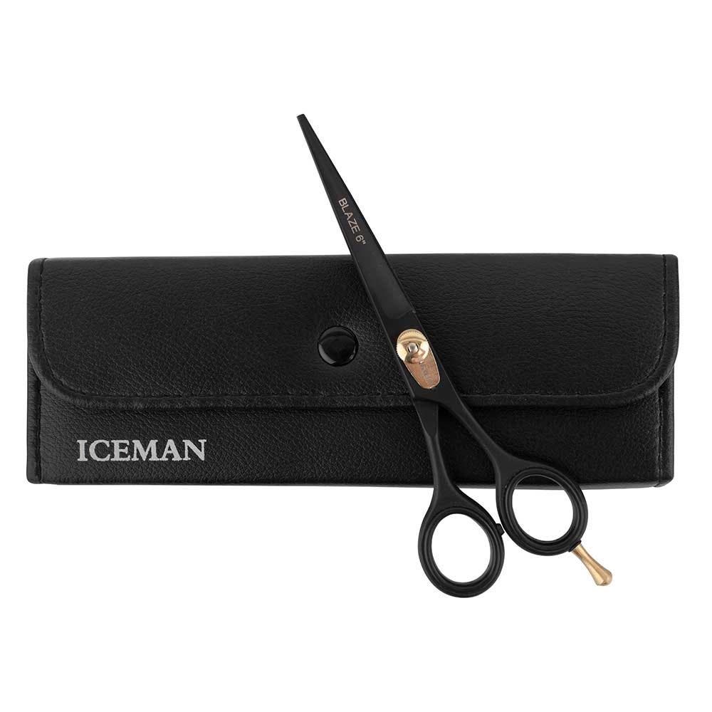 Iceman Blaze Black Hairdressing Scissors w/ Storage Bag
