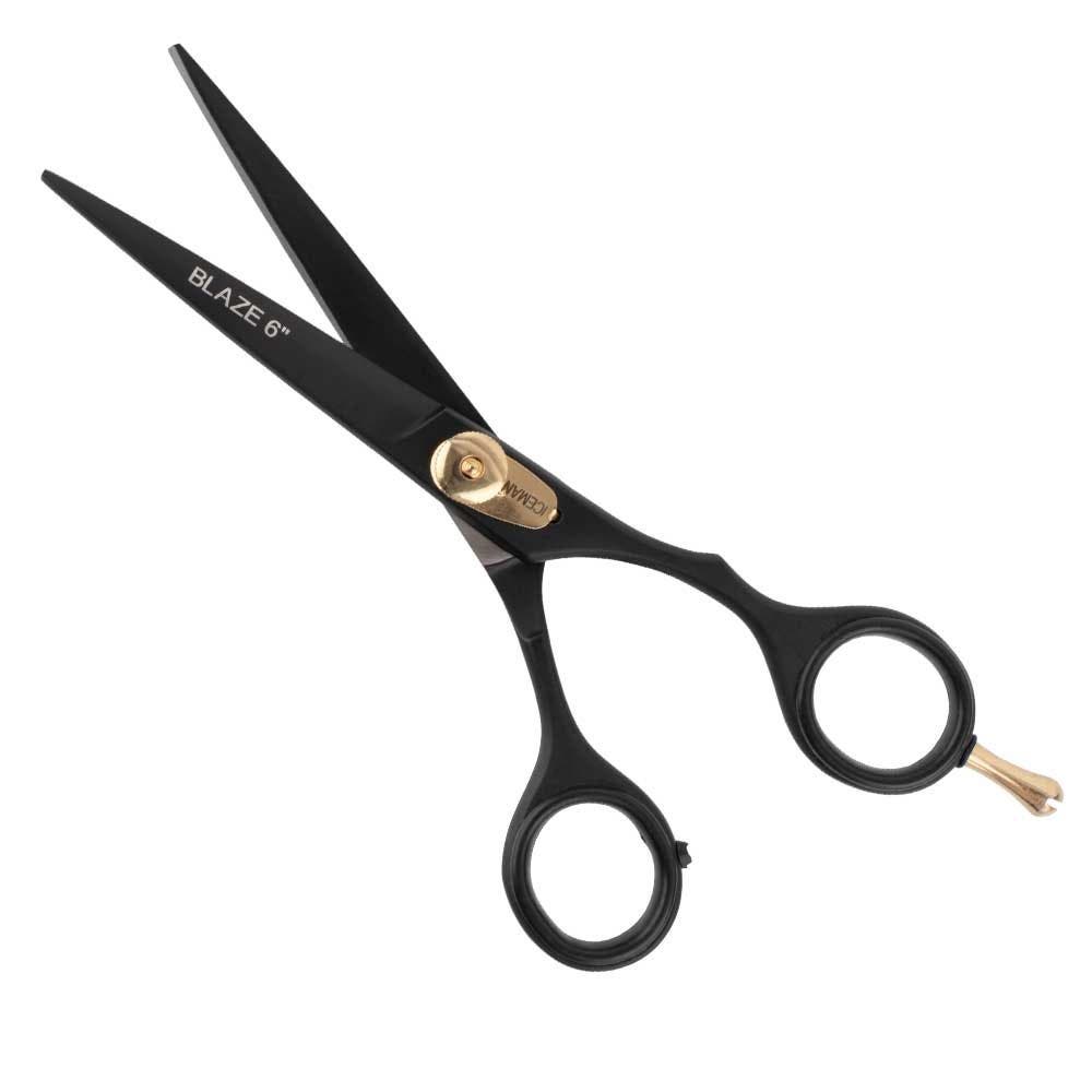 Iceman Blaze Black Offset Hairdressing Scissors w/ Storage Bag