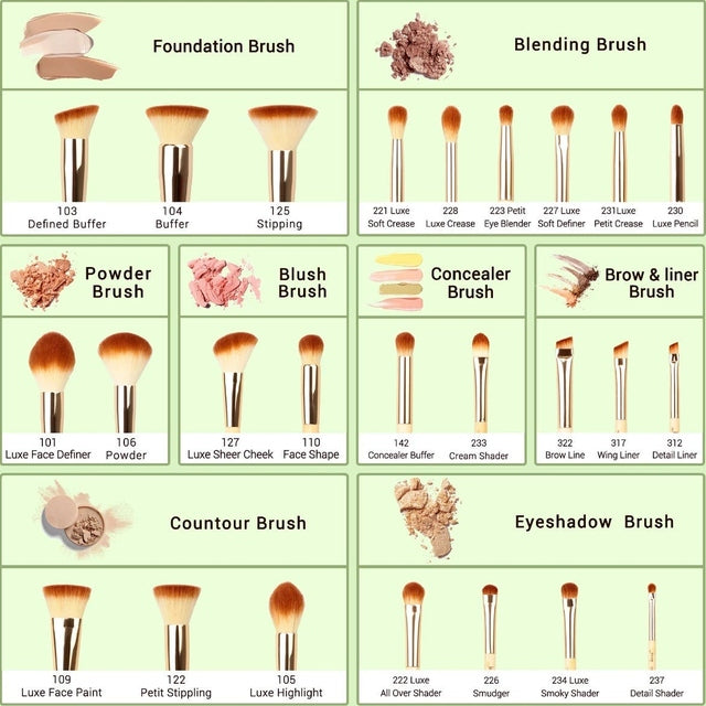 Jessup Premium Synthetic Makeup Brushes set 25pcs - Bamboo Handle