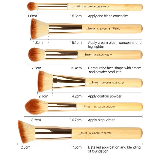 Jessup Premium Synthetic Makeup Brushes set 25pcs - Bamboo Handle