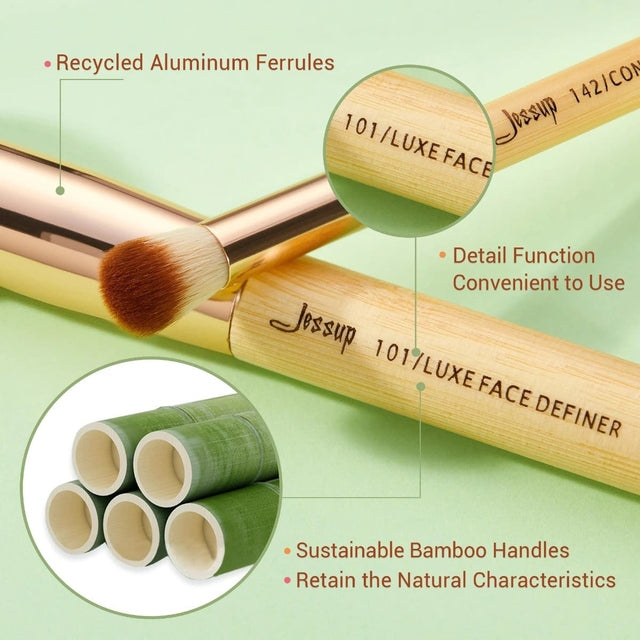 Jessup Premium Synthetic Makeup Brushes set 25pcs - Bamboo Handle