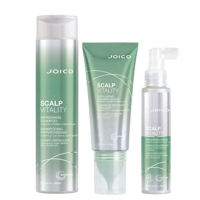 Joico Scalp Vitality TRIO Foaming Scrub, Shampoo & Replenishing Essence