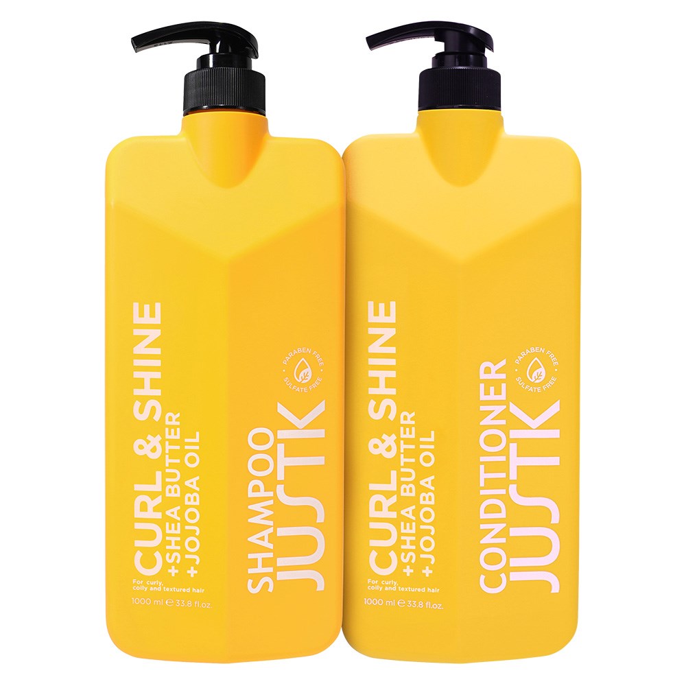 JustK Curl and Shine + Shea Butter + Jojoba Oil Shampoo & Conditioner DUO 1L