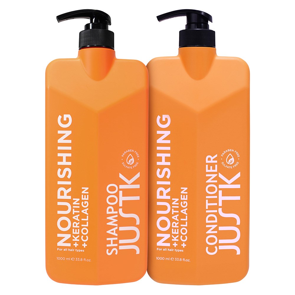 JustK Nourishing + Keratin + Collagen Shampoo & Conditioner DUO 1L
