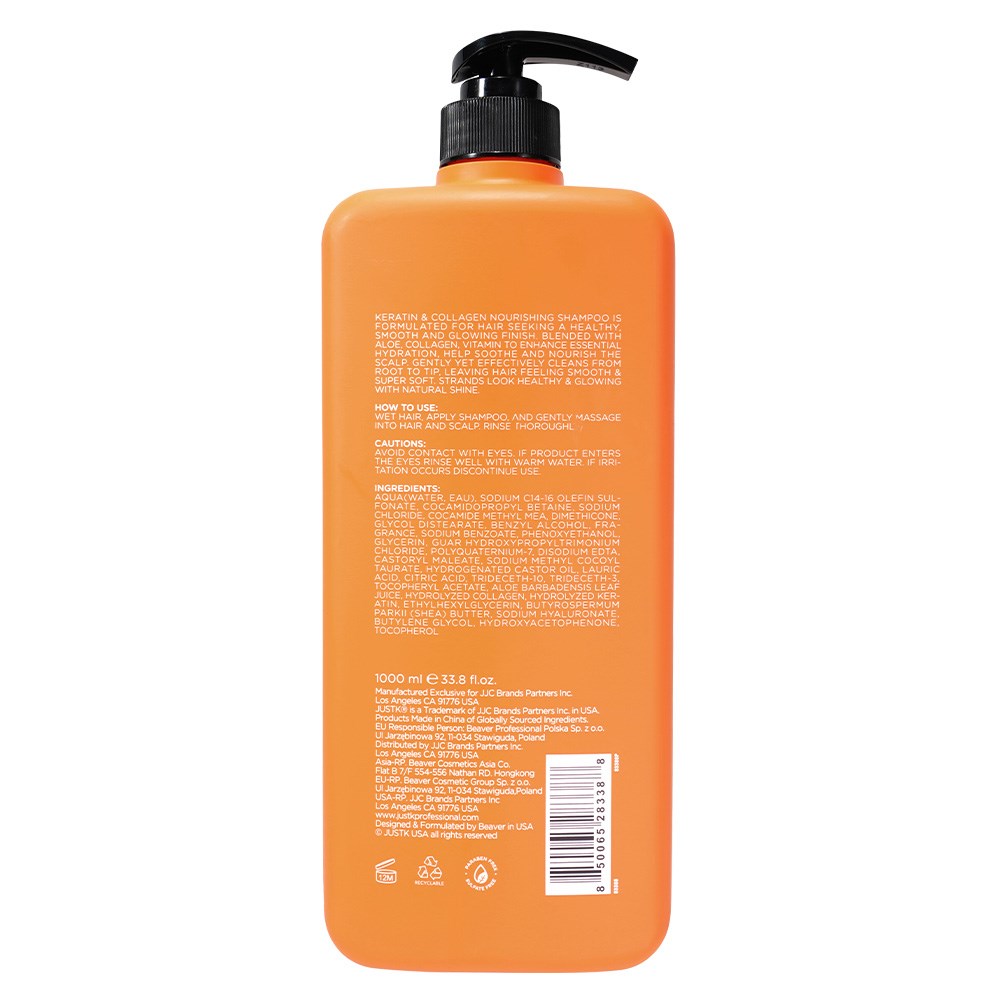 JustK Nourishing + Keratin + Collagen Shampoo & Conditioner DUO 1L