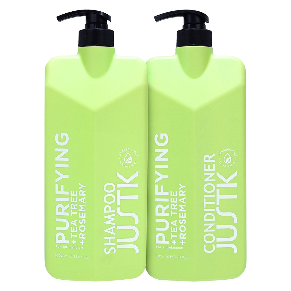 JustK Purifying + Tea Tree + Rosemary Shampoo & Conditioner DUO 1L