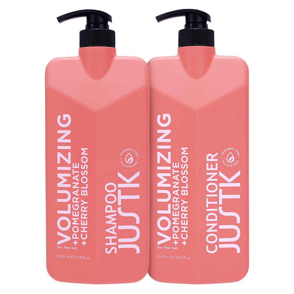 JustK Volumising + Pomegranate + Cherry Blossom Shampoo & Conditioner DUO 1L