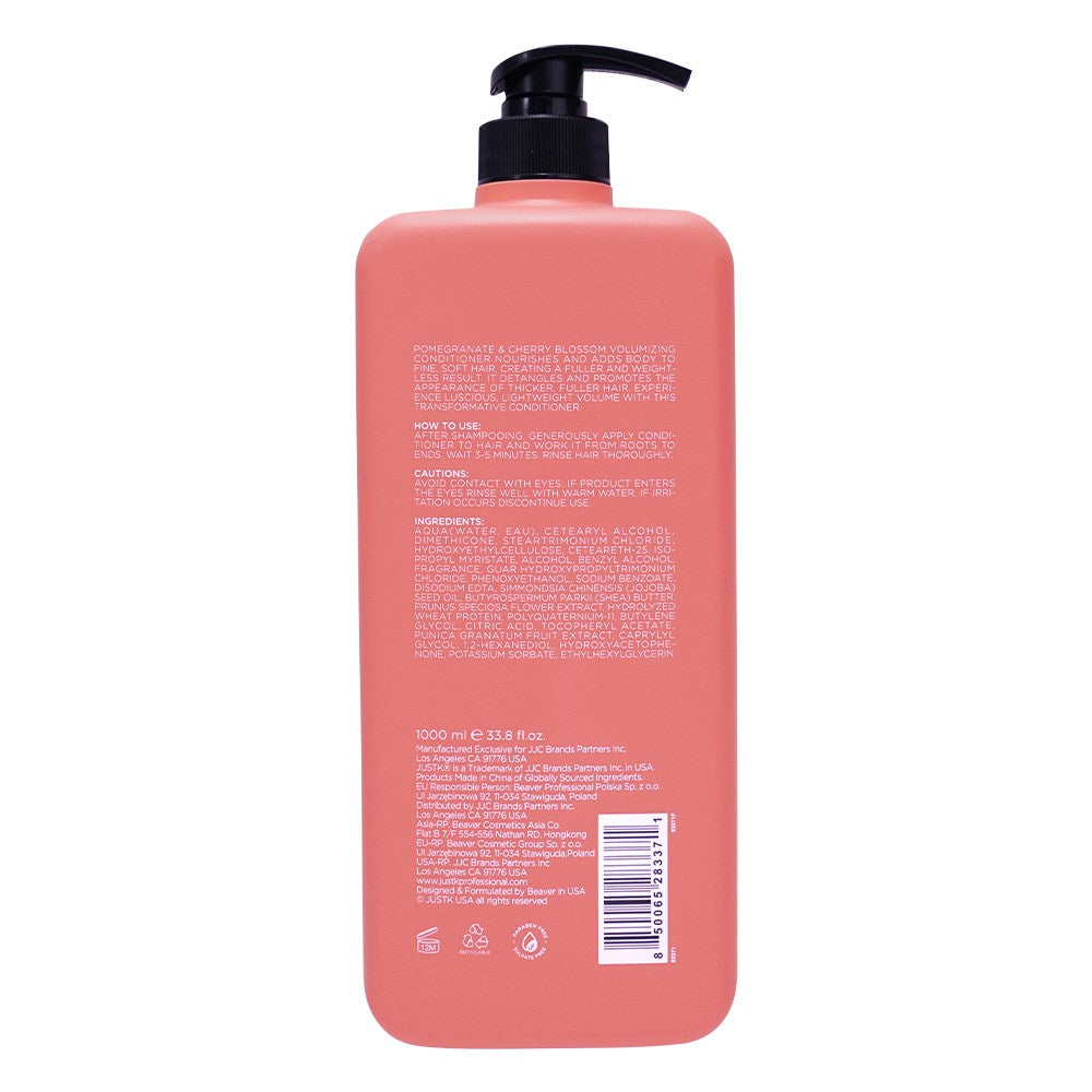 JustK Volumising + Pomegranate + Cherry Blossom Shampoo & Conditioner DUO 1L