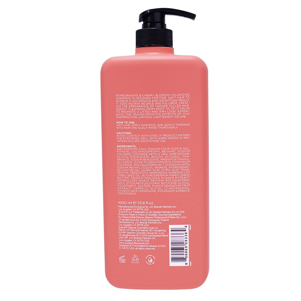 JustK Volumising + Pomegranate + Cherry Blossom Shampoo & Conditioner DUO 1L