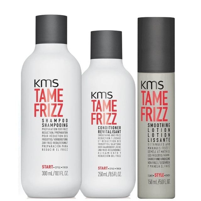 KMS Tamefrizz Shampoo and Conditioner with Smoothing Lotion Trio