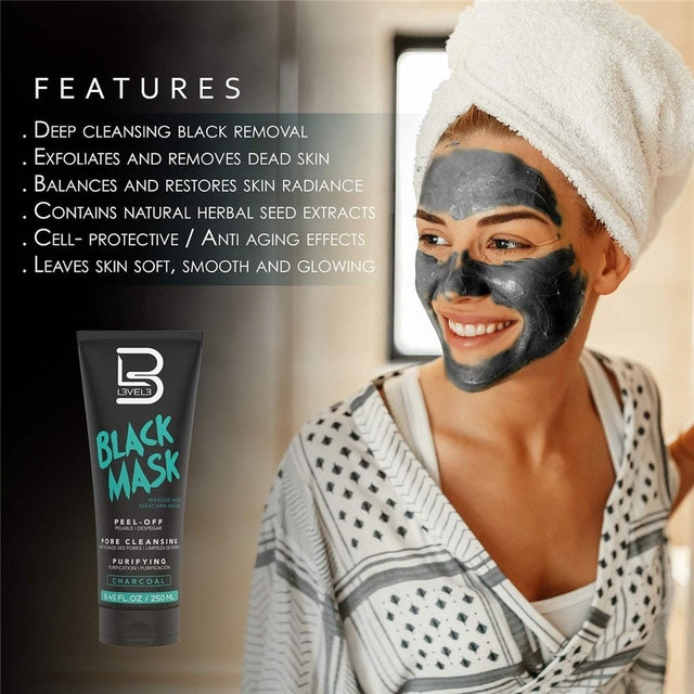 L3VEL3 Black Mask, Peel-off Pore Cleansing Facial Mask 250ml