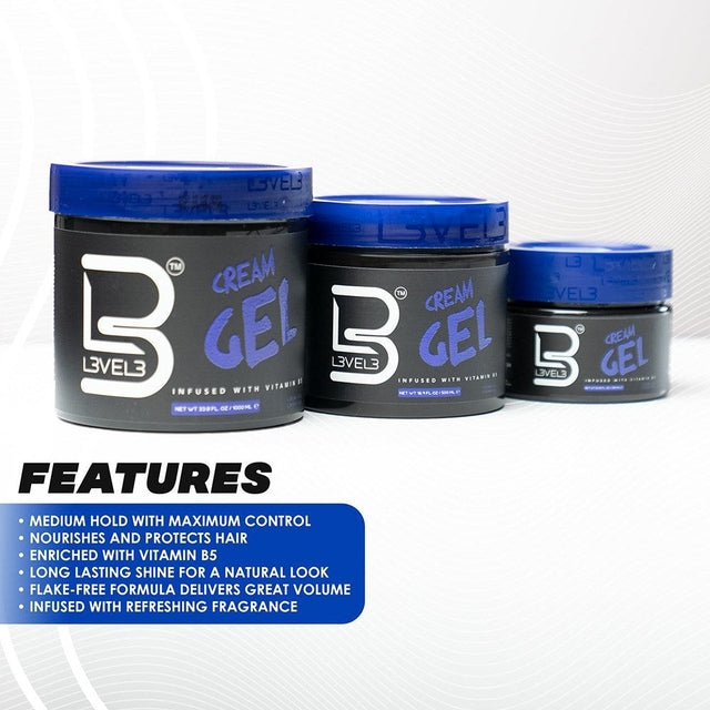 L3VEL3 Cream Gel, Medium Hold Medium Shine 250mL