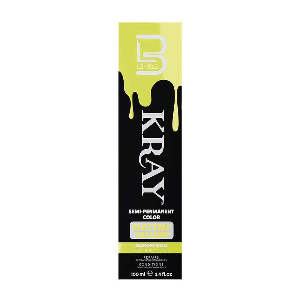 L3VEL3 Kray Semi Permanent Hair Colour 100ml - Electric Yellow