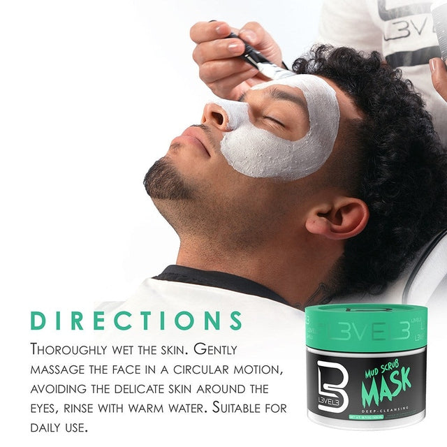 L3VEL3 Mud Scrub Mask, Deep-cleansing Facial Mask 500ml