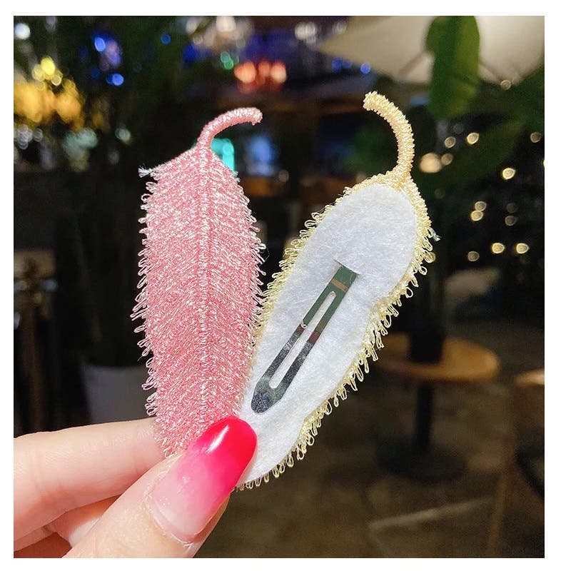 Leaf Hair Barrettes Elegant Snap Hair Clips 2pk