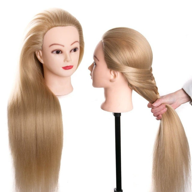 Long Mannequin Head Blonde Synthetic Hair 80cm
