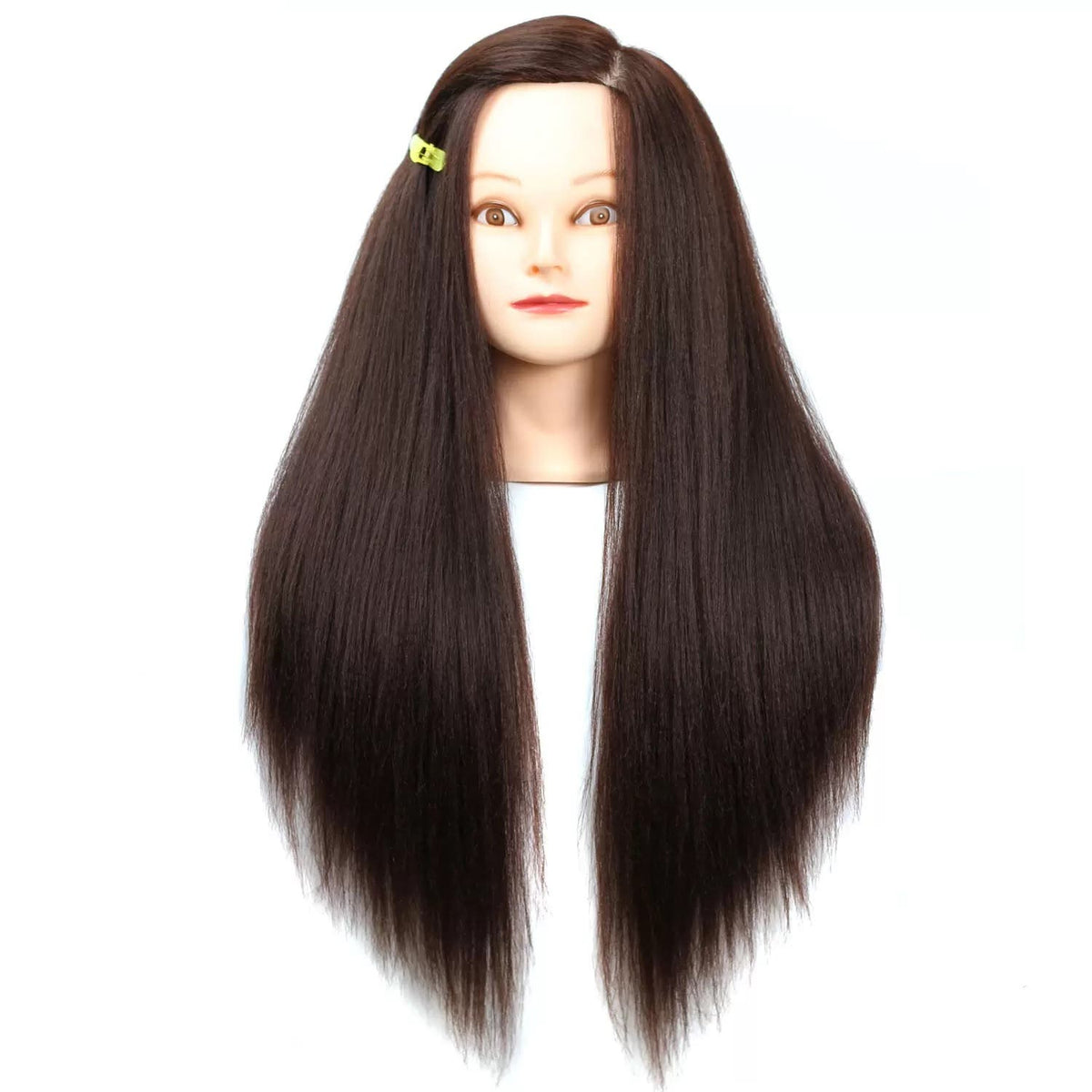 Dark Brown Synthetic Hair Mannequin Head  