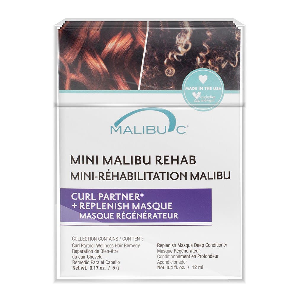 Malibu C Mini Malibu Rehab Curl Partner + Replenish Masque x12pc