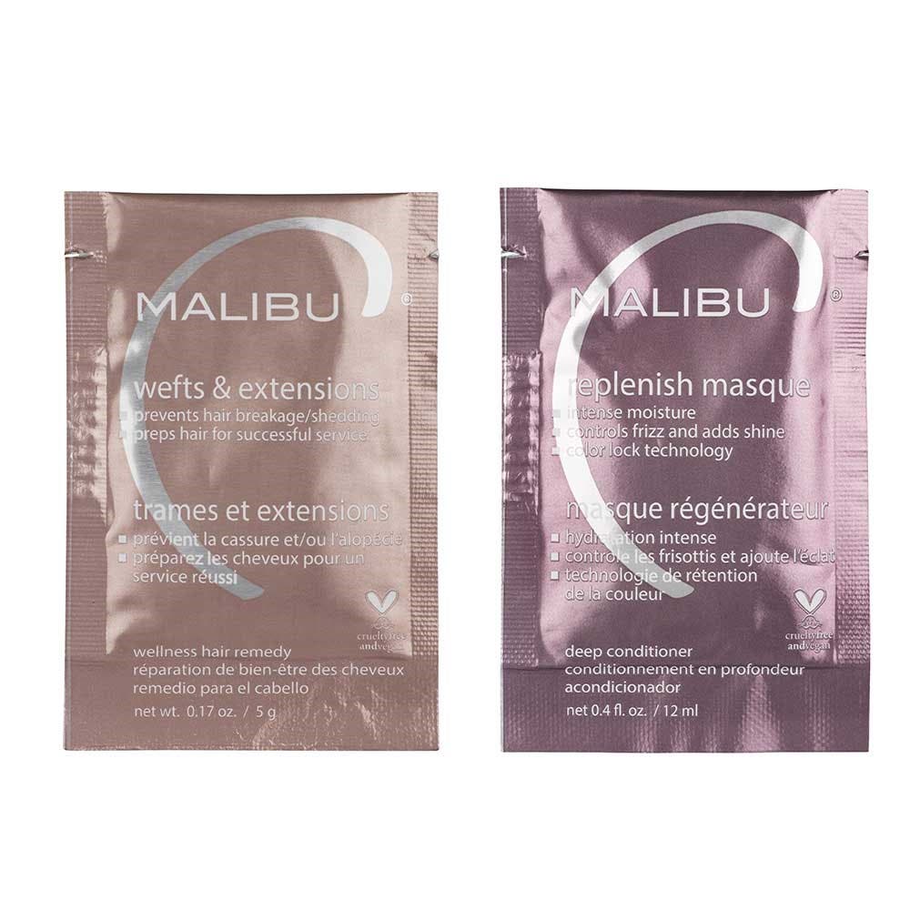 Malibu C Mini Malibu Rehab Wefts Extensions 5g + Replenish Masque 12ml