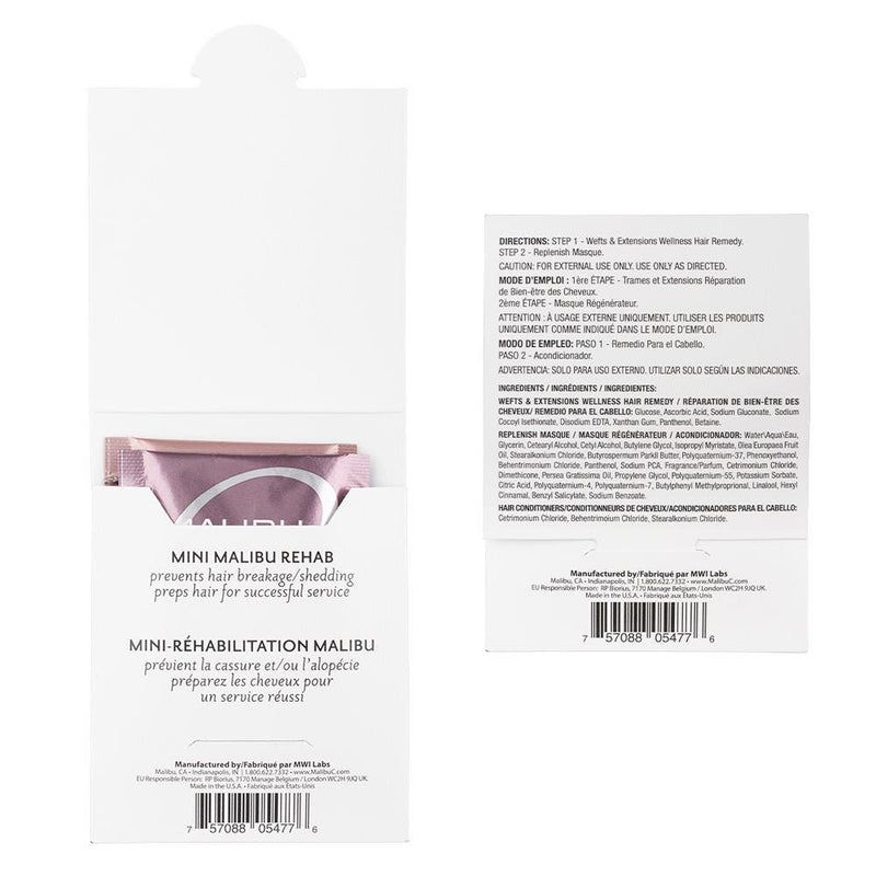 Malibu C Mini Malibu Rehab Wefts Extensions + Replenish Masque x12pc