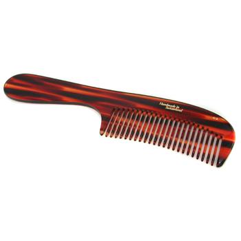 Handcrafted from premium cellulose acetate plastic with a sleek tapered edge, this wide-tooth comb glides through wet or dry hair with minimal pulling — separating knots gently and efficiently without breakage.