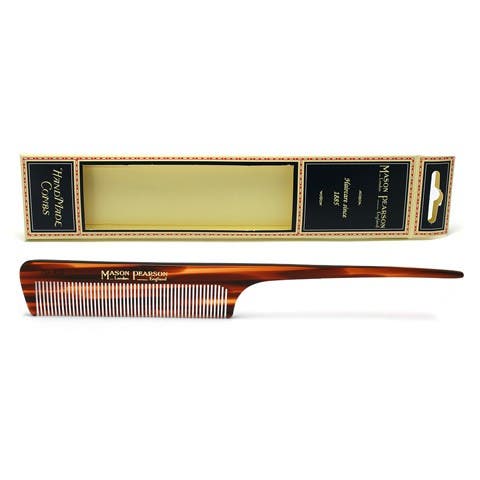 Handmade in Switzerland from premium cellulose acetate plastic, each comb is carefully refined to produce smoothly tapered teeth with rounded tips — gentle on the scalp, effortless through the hair. 