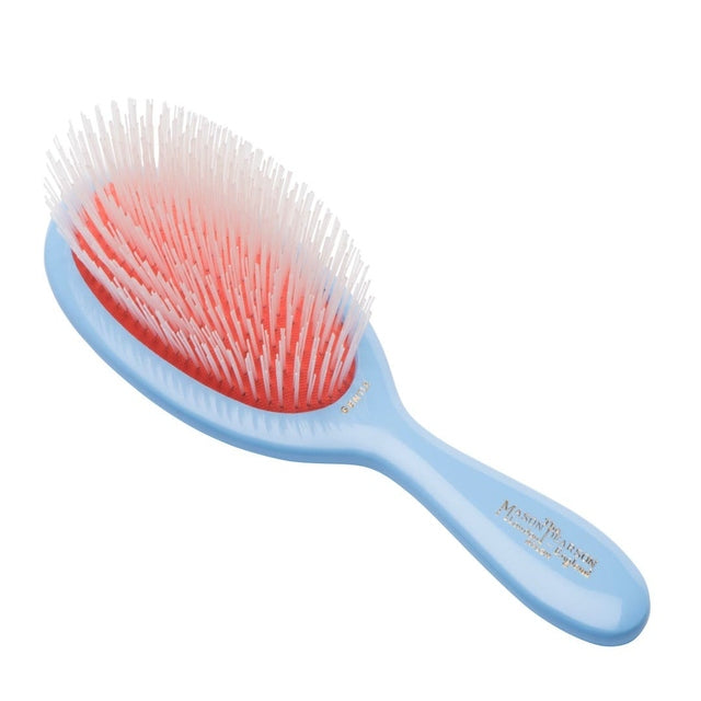 The Mason Pearson Gentle Nylon Hairbrush NG2 in Blue is crafted for those with fine, delicate, or thinning hair who still want the legendary Mason Pearson brushing experience. 