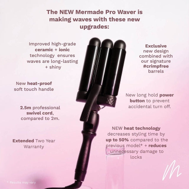 Mermade Triple Barrel Hair PRO Waver 32mm - Black #4002
