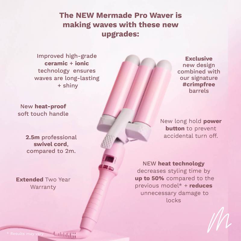 Mermade Triple Barrel Hair PRO Waver 32mm - Pink #4000