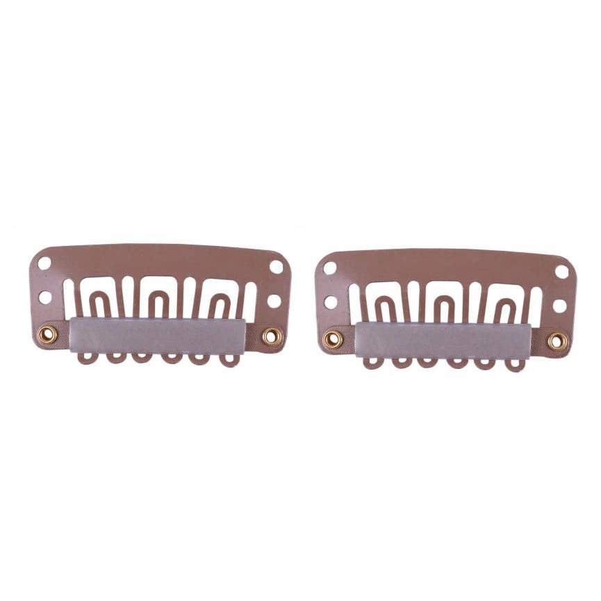 Metal Snap Clips for Hair Extensions / Clip in on Hair Wigs 2 packs - Light Brown