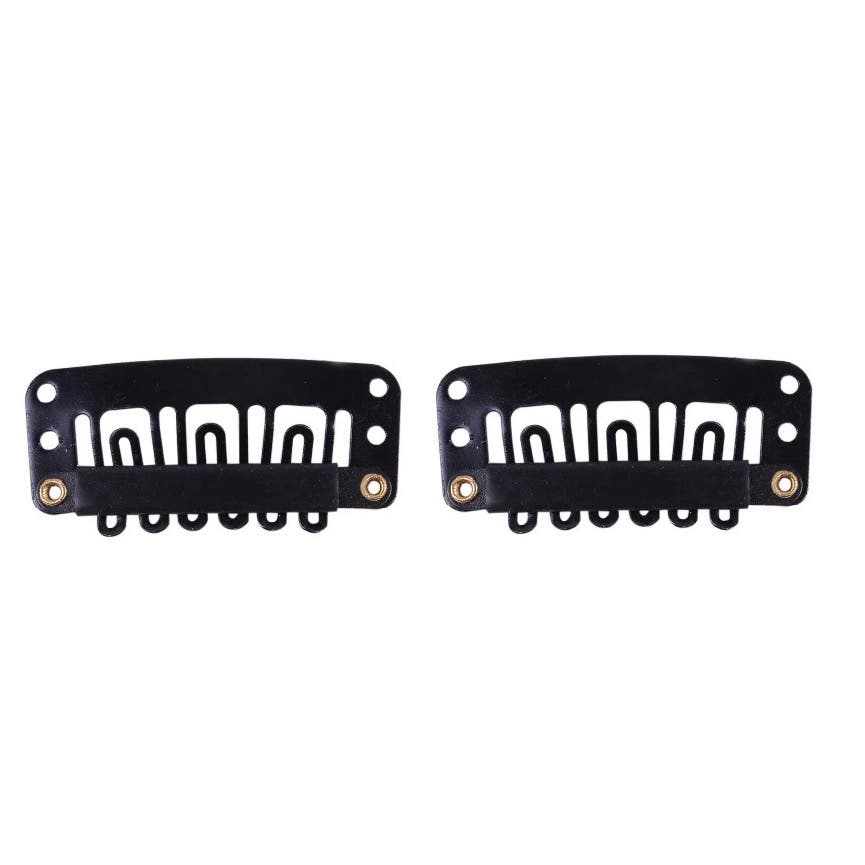 Metal Snap Clips for Hair Extensions / Clip in on Hair Wigs 2 packs - Black