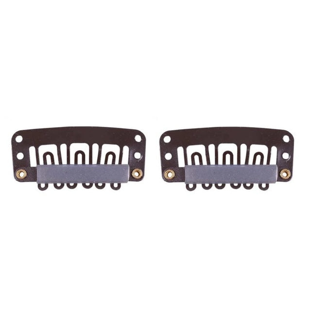 Metal Snap Clips for Hair Extensions / Clip in on Hair Wigs 2 packs - Dark Brown