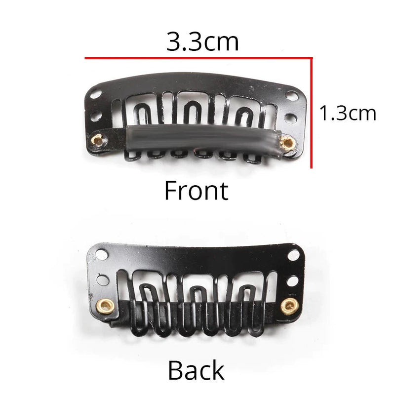 Metal Snap Clips for Hair Extensions / Clip in on Hair Wigs 2 packs - Black