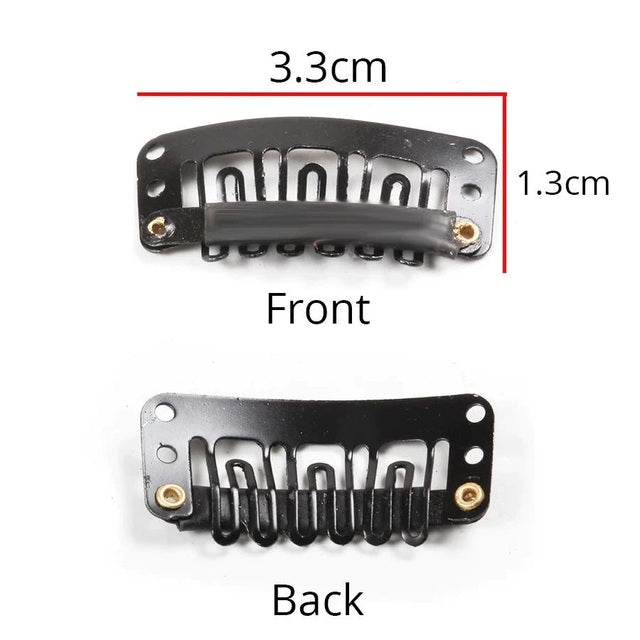 Metal Snap Clips for Hair Extensions / Clip in on Hair Wigs 2 packs - Dark Brown