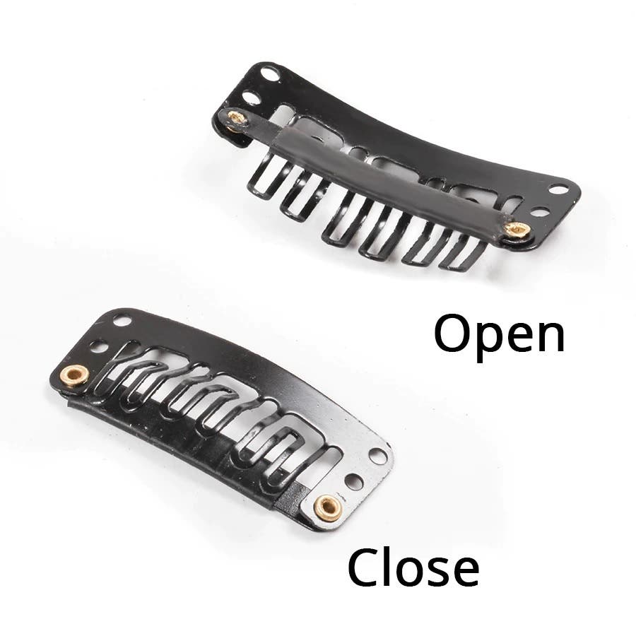 Metal Snap Clips for Hair Extensions / Clip in on Hair Wigs 2 packs - Black