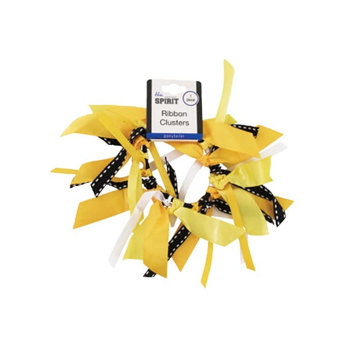 Mia Ribbon Cluster Ponytailer - White, Yellow + Light Yellow 00884