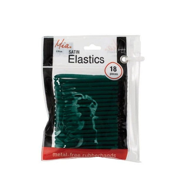 Mia Satin Elastic Hair Ties 18 Pieces - Green 00726