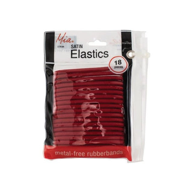 Mia Satin Elastic Hair Ties 18 Pieces - Maroon 00725