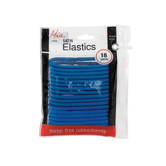 Mia Satin Elastic Hair Ties 18 Pieces - Royal Blue 00723