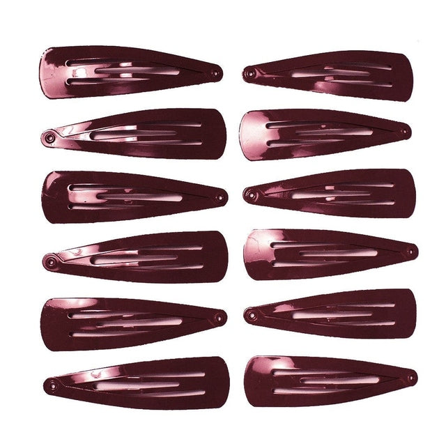 Mia Snip Snaps Glossy Metal Barrettes 12 Pieces - Maroon 00454