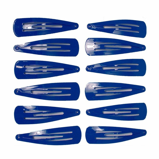 Mia Snip Snaps Glossy Metal Barrettes 12 Pieces - Royal Blue 00455