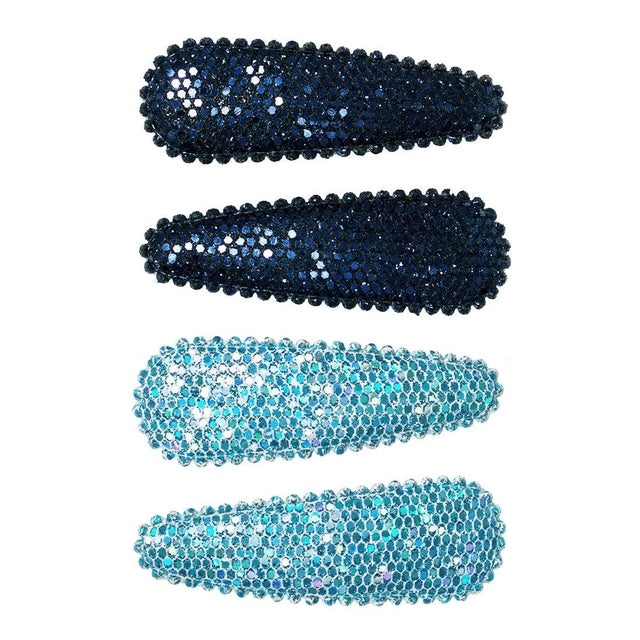 Mia Snip Snaps Metallic Barrettes - Navy Blue + Light Blue 00474